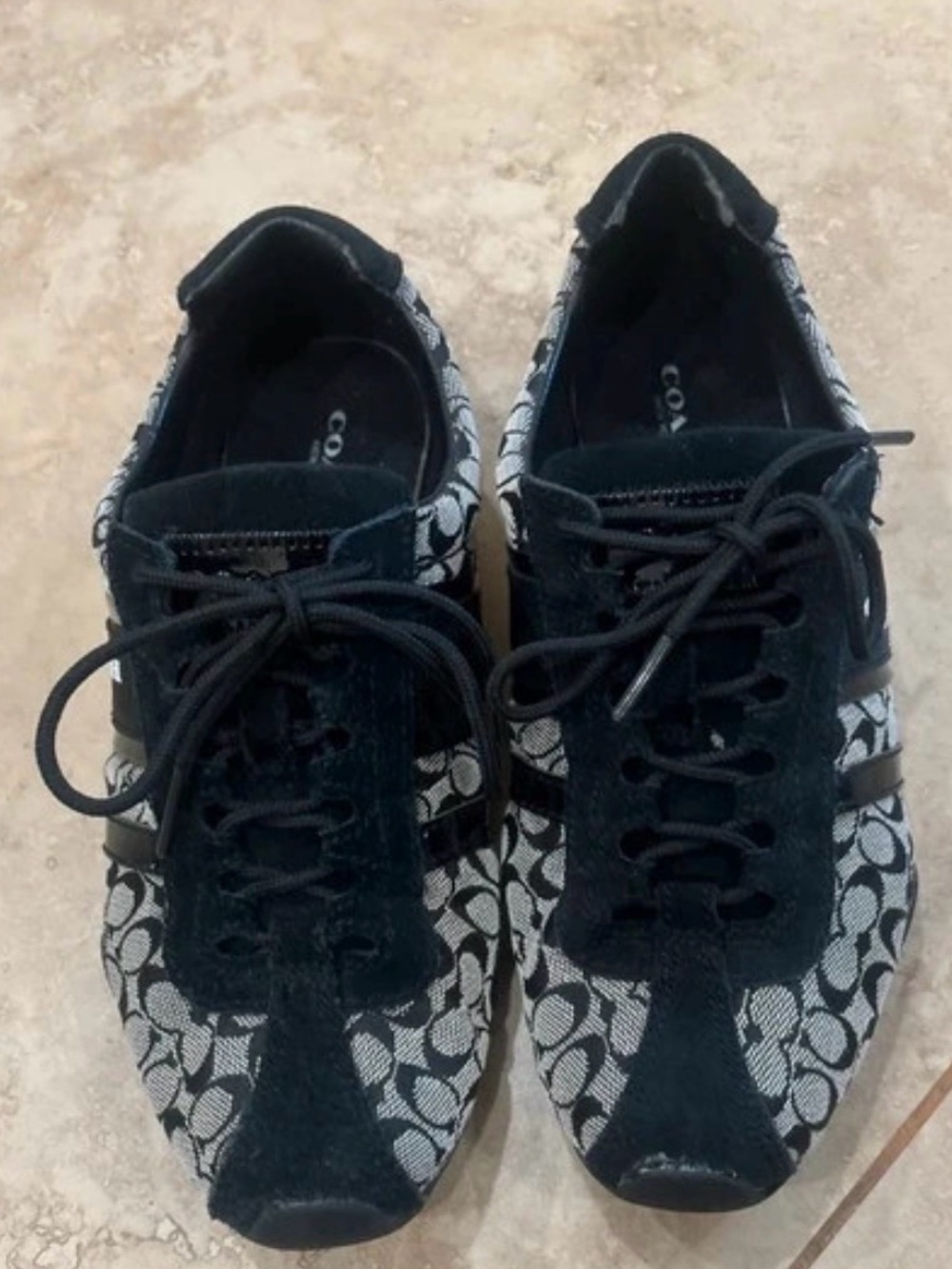Coach Signature C Black Gray Lace-Up Sneakers Size 7B